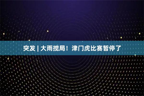突发 | 大雨搅局！津门虎比赛暂停了