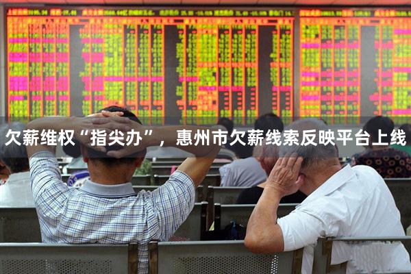 欠薪维权“指尖办”，惠州市欠薪线索反映平台上线